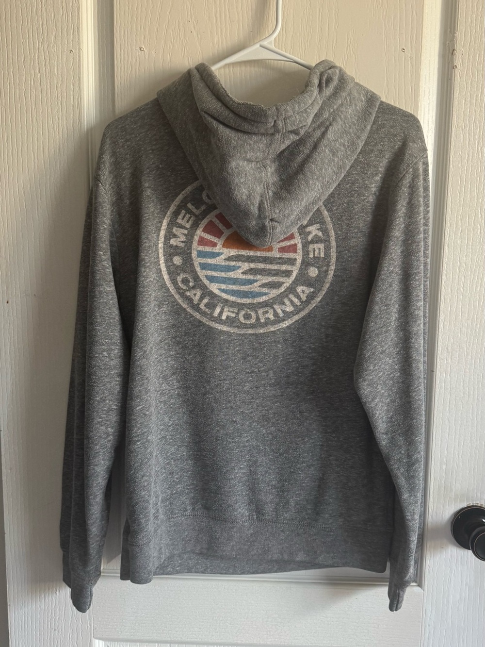 League Gray Pullover Hoodie with Belmonts Lake California Crest